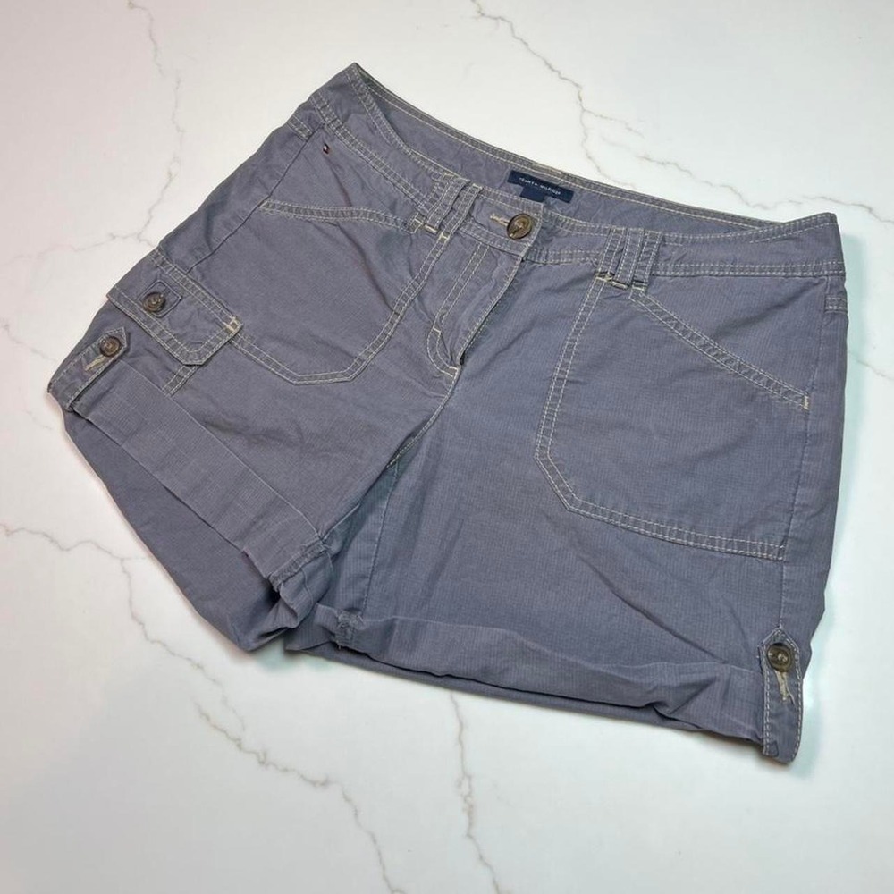 Tommy Hilfiger Cargo Shorts Womens 6 Grey Ripstop Utility Multi Pocket